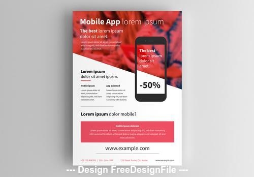 Smartphone flyer layout with red vector