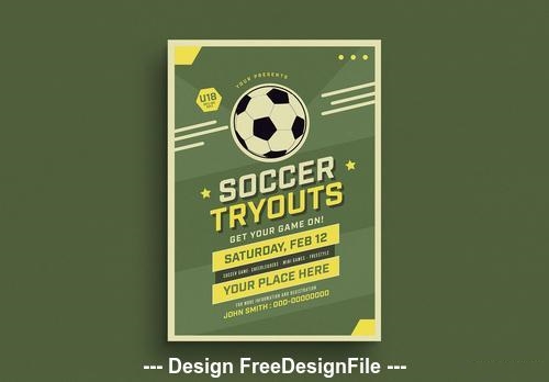 Soccer tryouts flyer vector