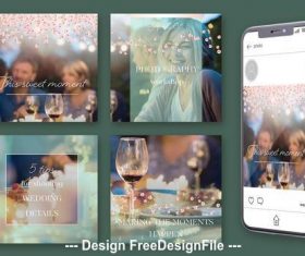 Social media post with mint overlay and pink sequins vector