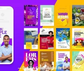 Social web post set vector