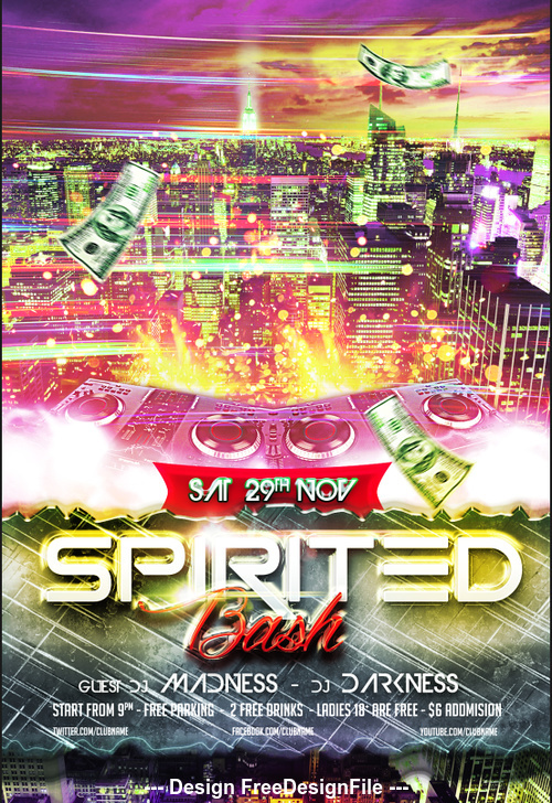 Spirited Party Flyer Template PSD Design