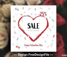 Square Valentines Day Sale card layout vector