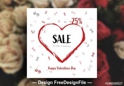 Square Valentines Day Sale card layout vector