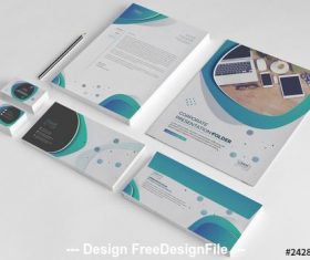 Stationery set with green vector