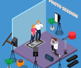 Taking pictures cartoon background vector