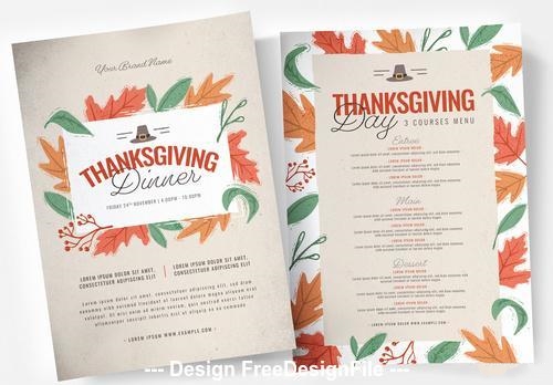 Thanksgiving dinner menu and poster vector