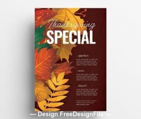 Thanksgiving poster fall leaves vector