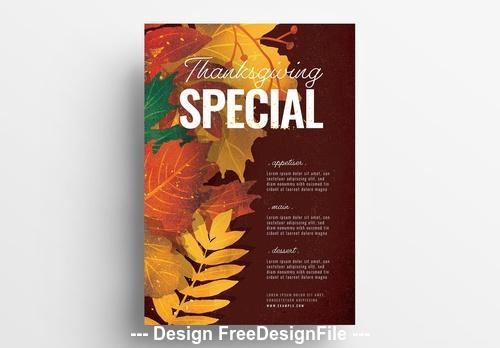 Thanksgiving poster fall leaves vector
