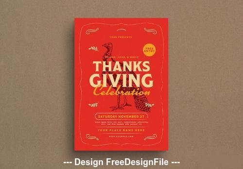 Thanksgiving red poster vector