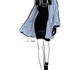 Trendy girls design sketch by hand vector