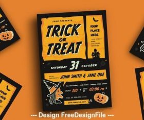 Trick or treat halloween event flyer vector