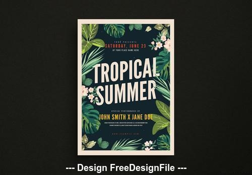 Tropical summer party flyer vector