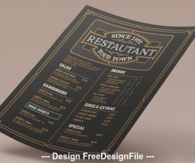 VBlack background white font restaurant menu template card vector