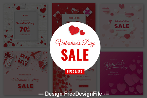 Valentines Sale PSD Template Set