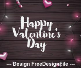 Valentines day card vector on wooden background