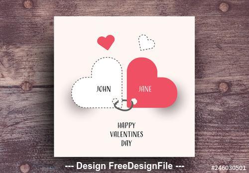 Valentines day card with red accents vector