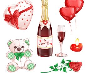 Valentines day elements cartoon illustration vector