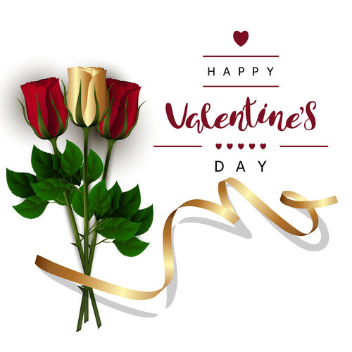 Valentines day flower greeting card vector