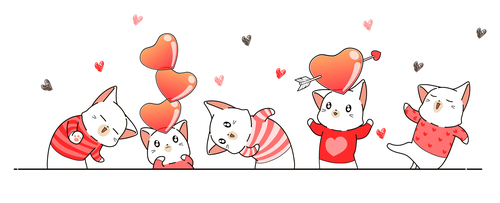 Valentines day happy cat vector