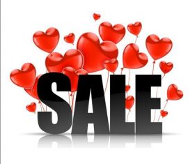 Valentines day heart balloon sale flyer vector