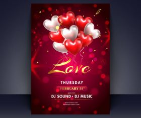 Valentines day music party flyer vector
