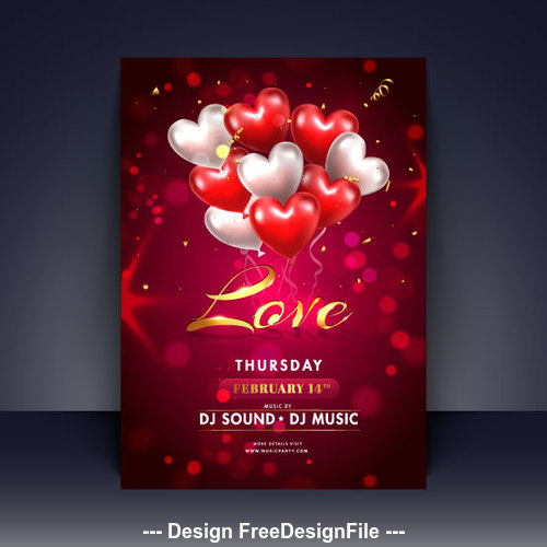 Valentines day music party flyer vector