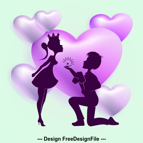 Valentines day my love silhouette vector