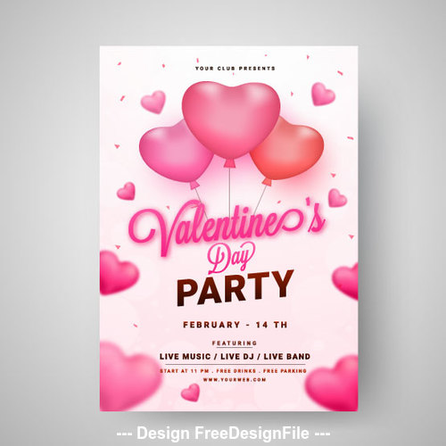 Valentines day party card vector