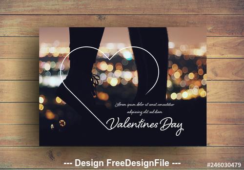 Valentines day photo frame card layout vector