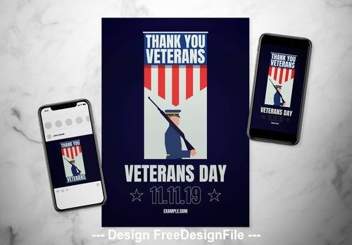 Veterans day event flyer vector