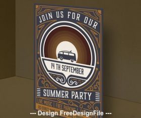 Vintage summer party invitation vector