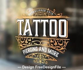 Vintage tattoo logo with gold elements vector