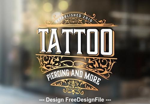 Vintage tattoo logo with gold elements vector free download