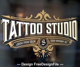 Vintage tattoo logo with gold vector