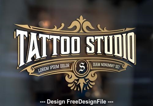 Vintage tattoo logo with gold vector
