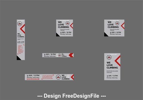 Web banner set with geometric elements vector
