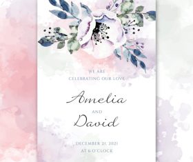 Wedding decorative flowers invitation watercolor vector