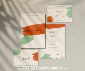 Wedding invitation and rsvp card vector