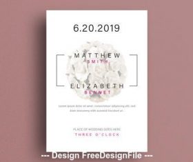 Wedding invitation layout with floral element vector