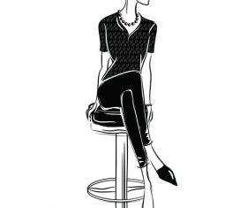 Woman vector sitting on a high stool