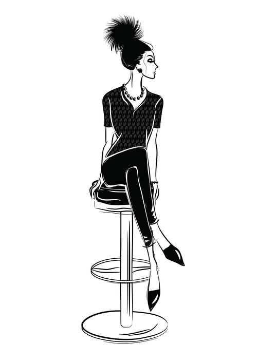 Woman vector sitting on a high stool