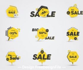 Yellow and black sale icons vector