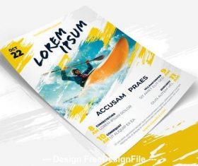 Yellow flyer with brush vector