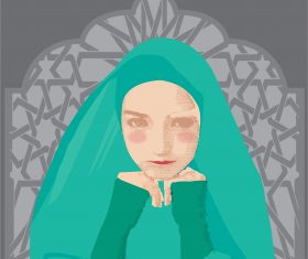 beautiful muslimah girl vector