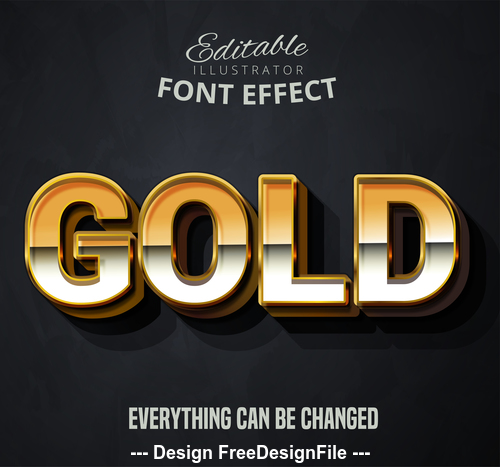 3d gold font text effect vector