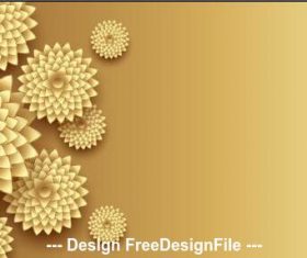 3d golden flowers decoration design vector