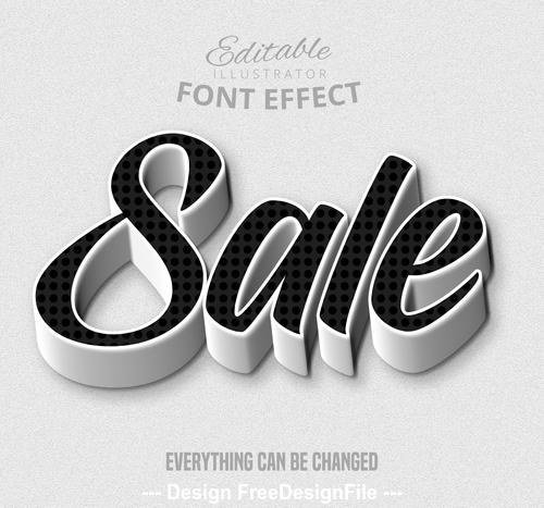 3d sale font text effect vector