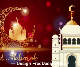 Abstract background eid mubarak card vector