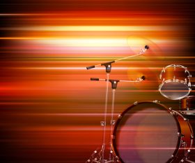 Abstract red blur music background with drum kit vector