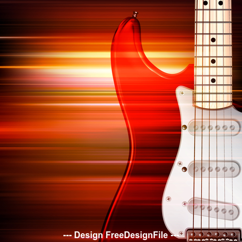 Abstract red blur music background with electric guitar vector free download